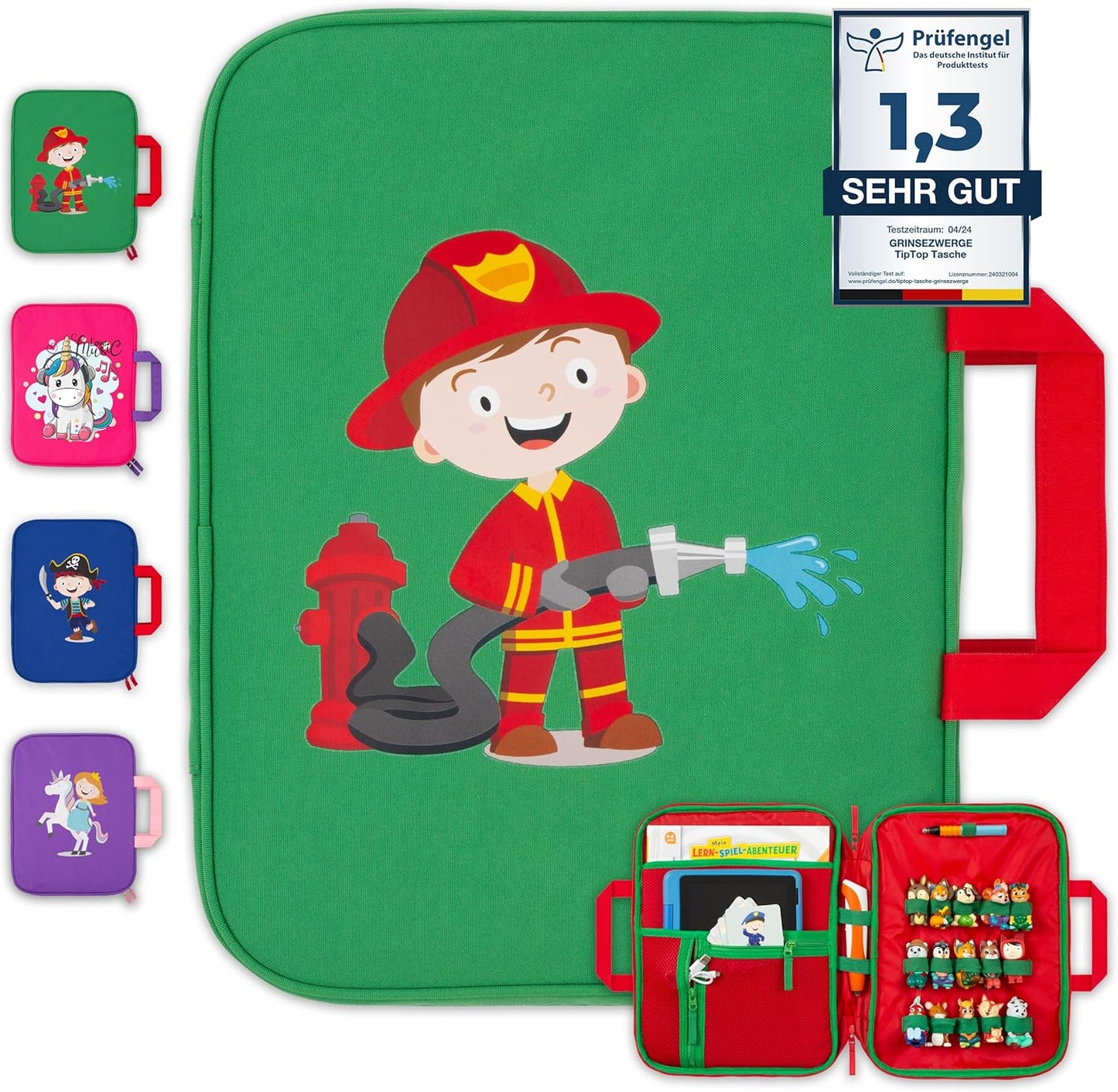Tasche für Edurino, Tonie & TipToi Zubehör, Felix Feuerwehrmann (Grün)