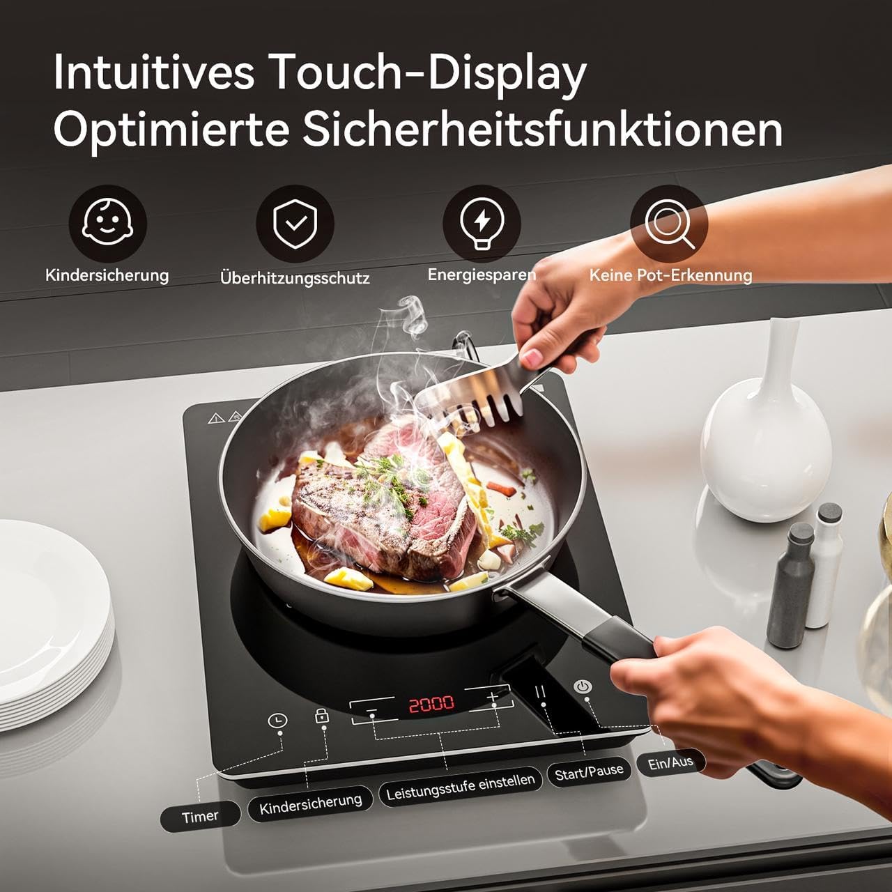 Induktionskochfeld mit Touch-Display