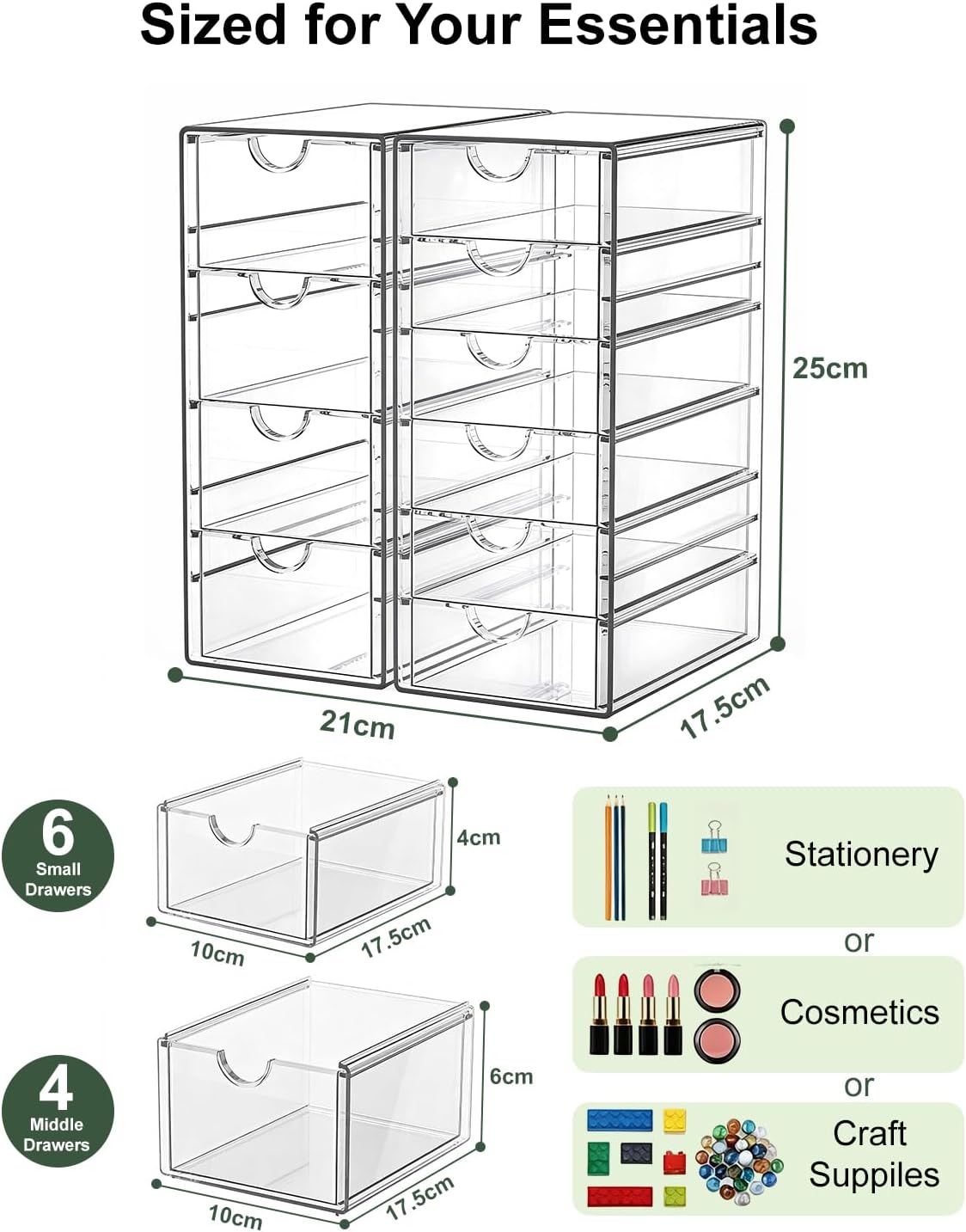 2er-Set Schreibtisch-Organizer, 10 Schubladen