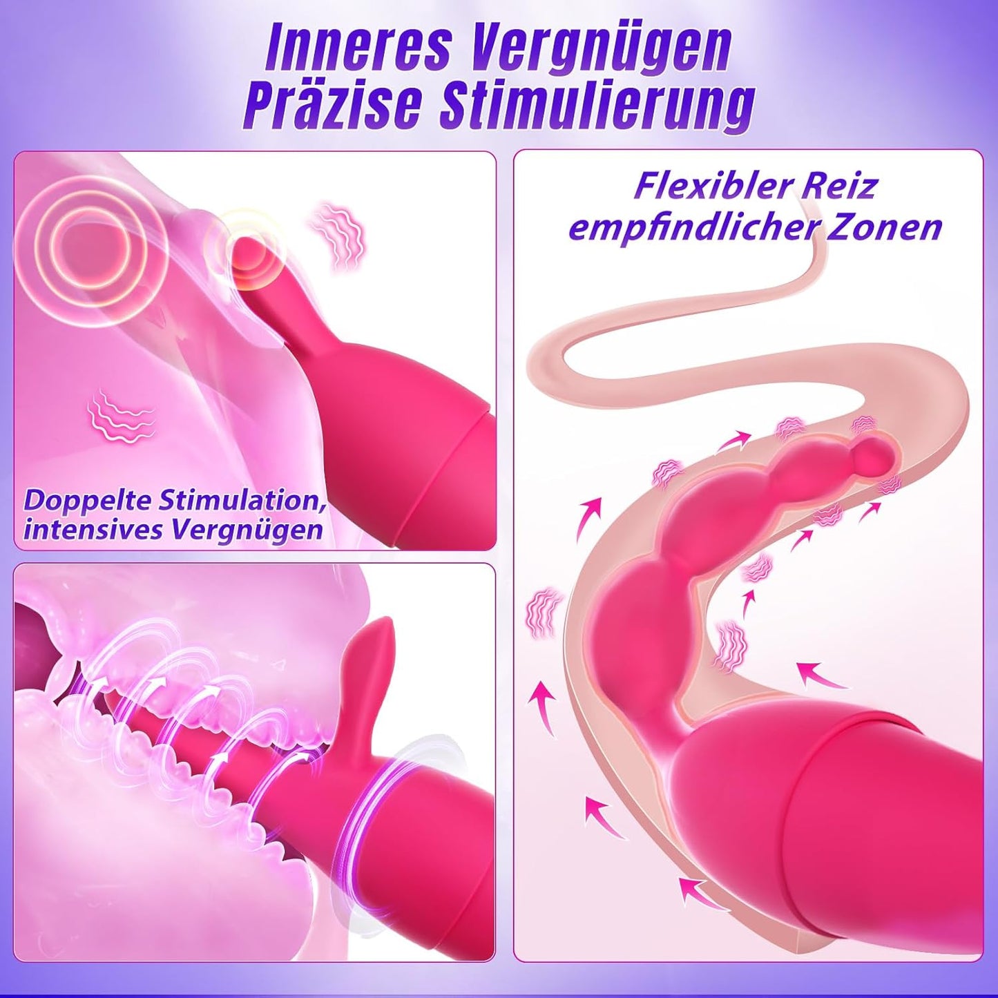 Vibratorenset für Frauen mit 4 Wechselaufsätzen und 20 Modi