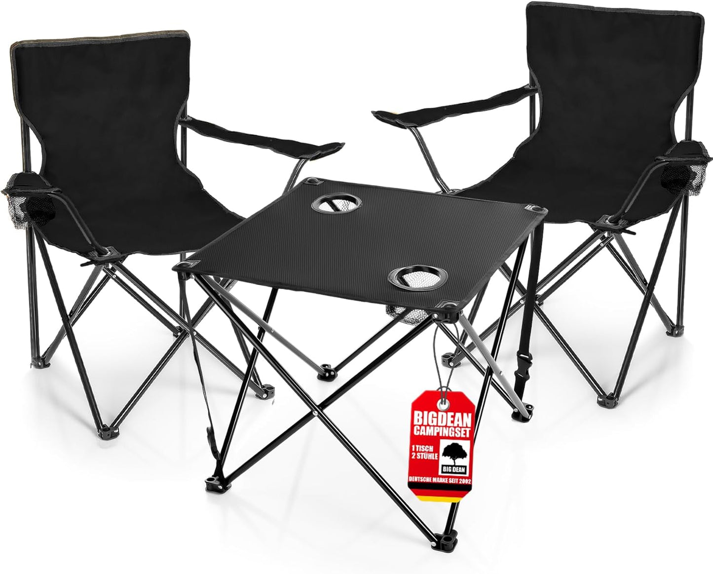 Campingstuhl & Campingtisch-Set, Schwarz