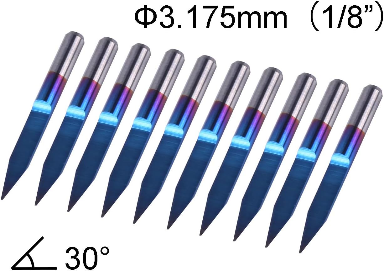 10-teiliges Gravierstichel-Set Nano Blue Coat, 30 Grad 0,1 mm Spitze