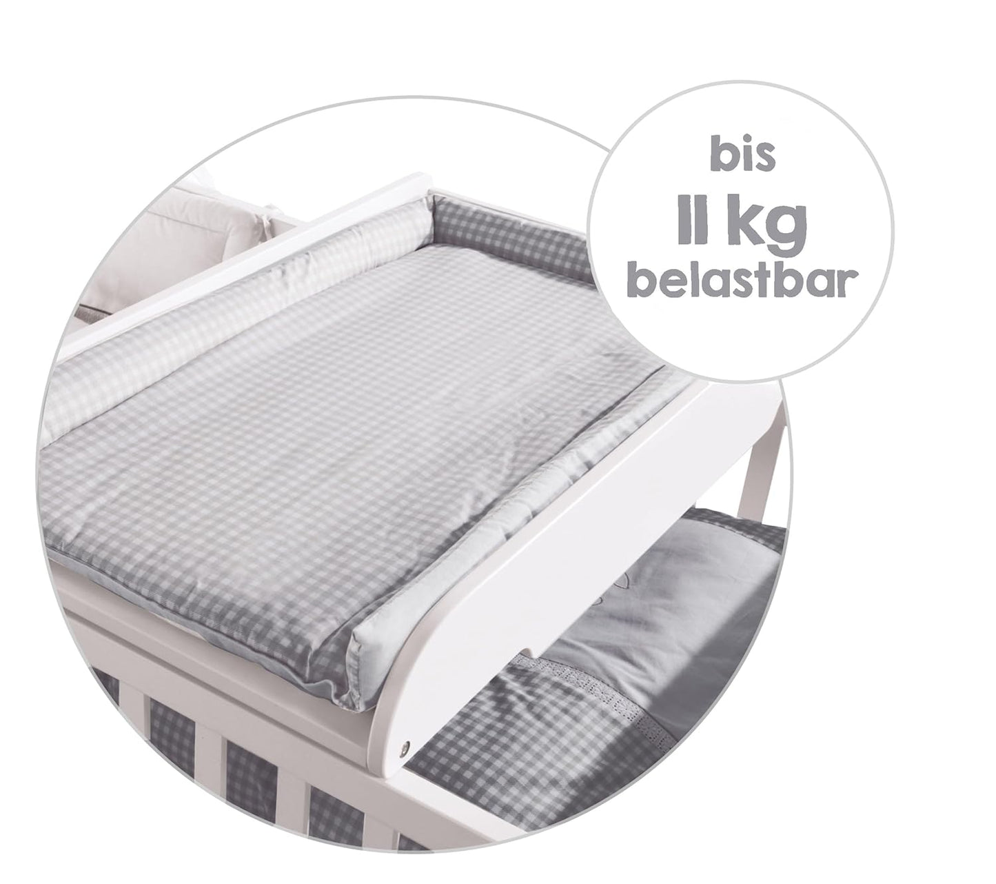 Wickelplatte mit Wickelauflage für Babybetten, Weiss / Adam & Eule