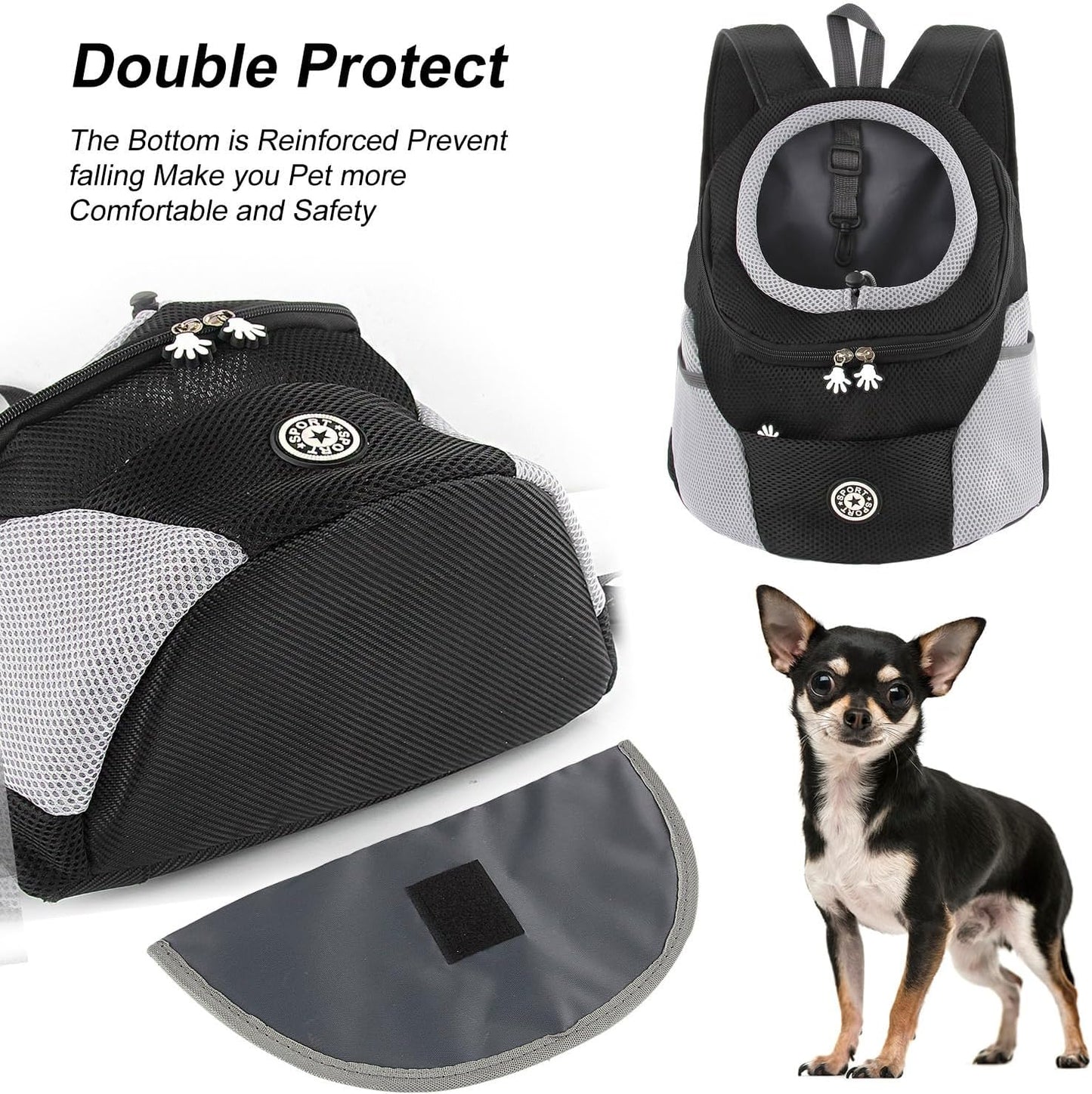 Hundetrage-Rucksack mit Head-Out-Design, M Schwarz