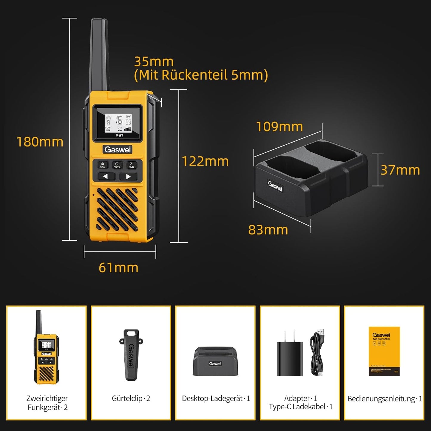 Hochleistungs-Walkie-Talkies mit grosser Reichweite, 2 Stück