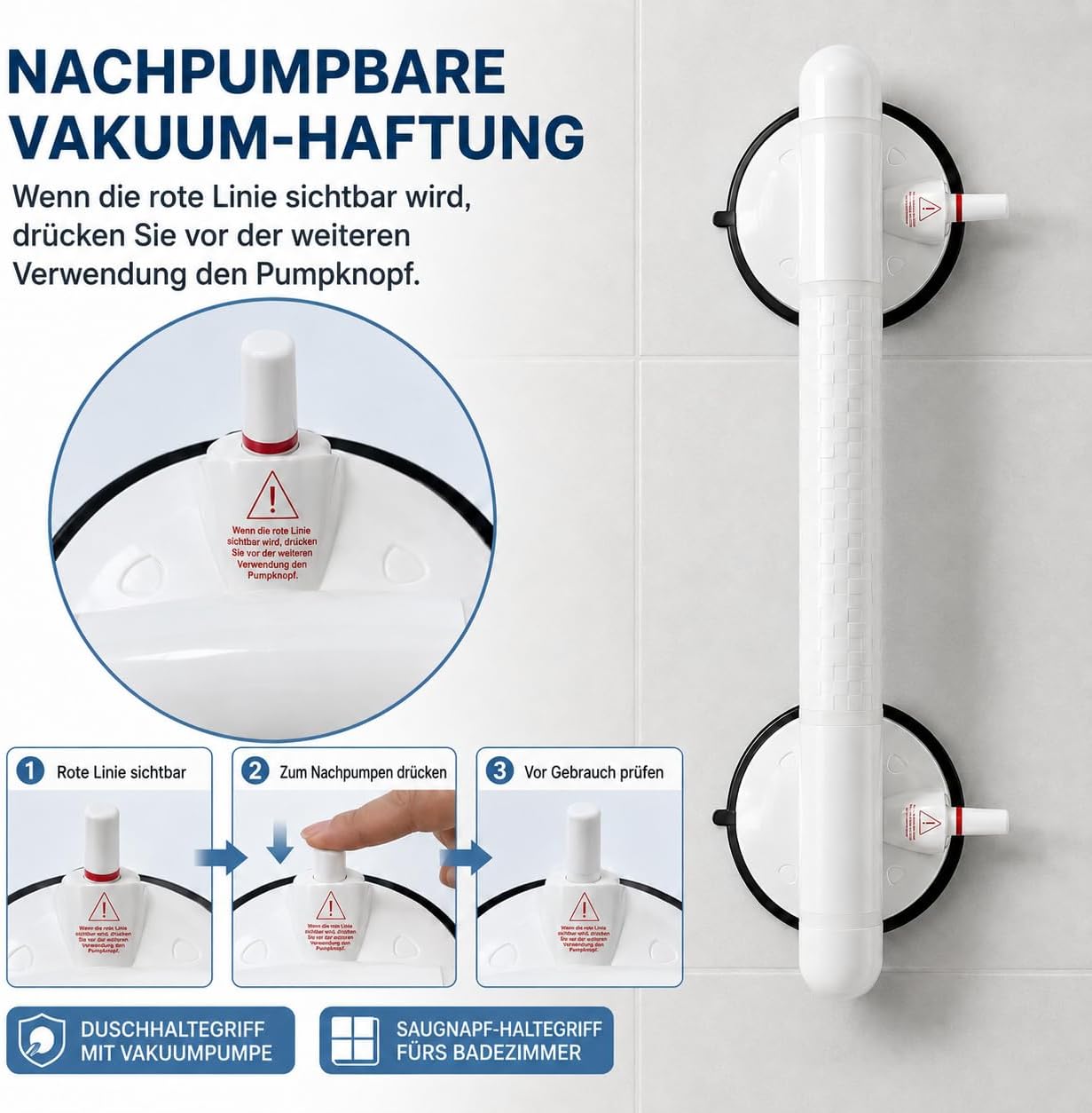 2er-Set Haltegriff mit Saugnapf, Perlweiss