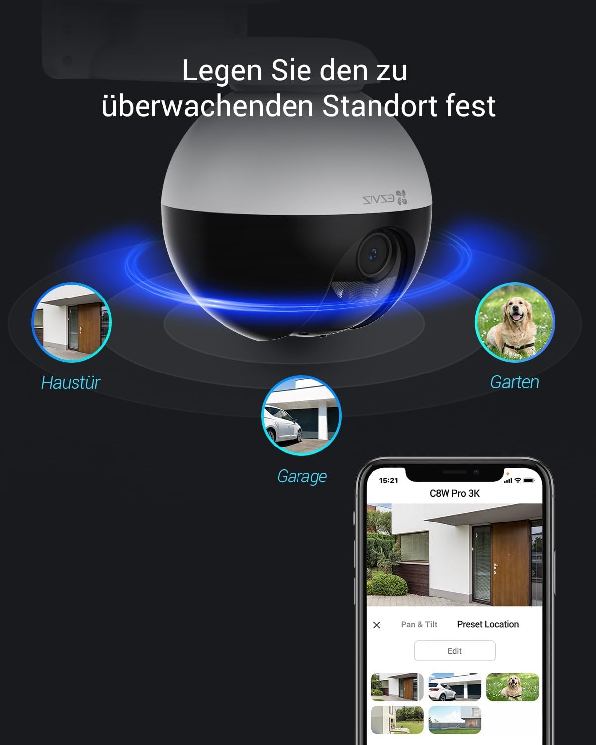 Outdoor Kamera mit KI-Personenerkennung C8W Pro, Black