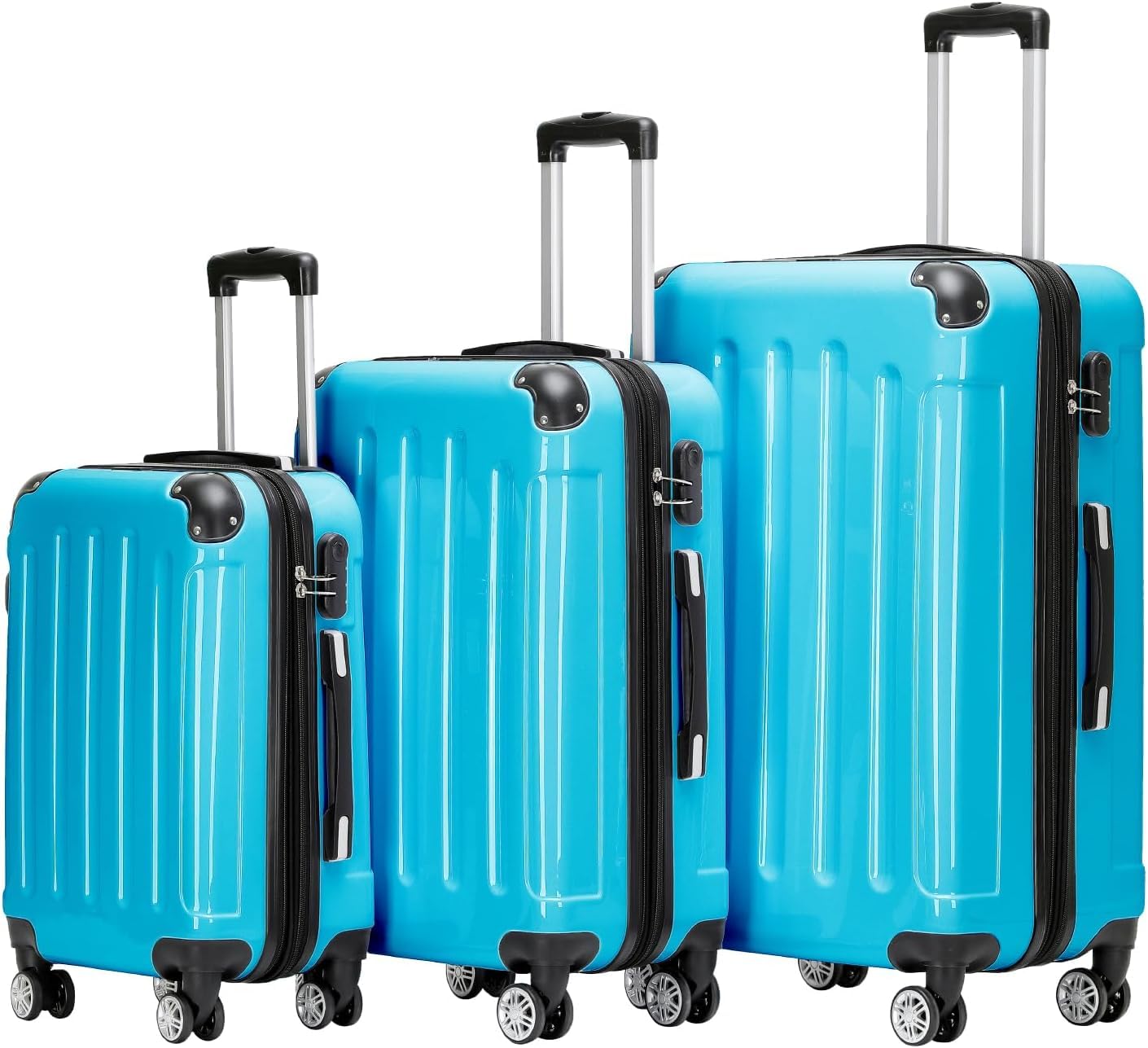 Hartschalen-Kofferset (3-teilig), Türkis Set
