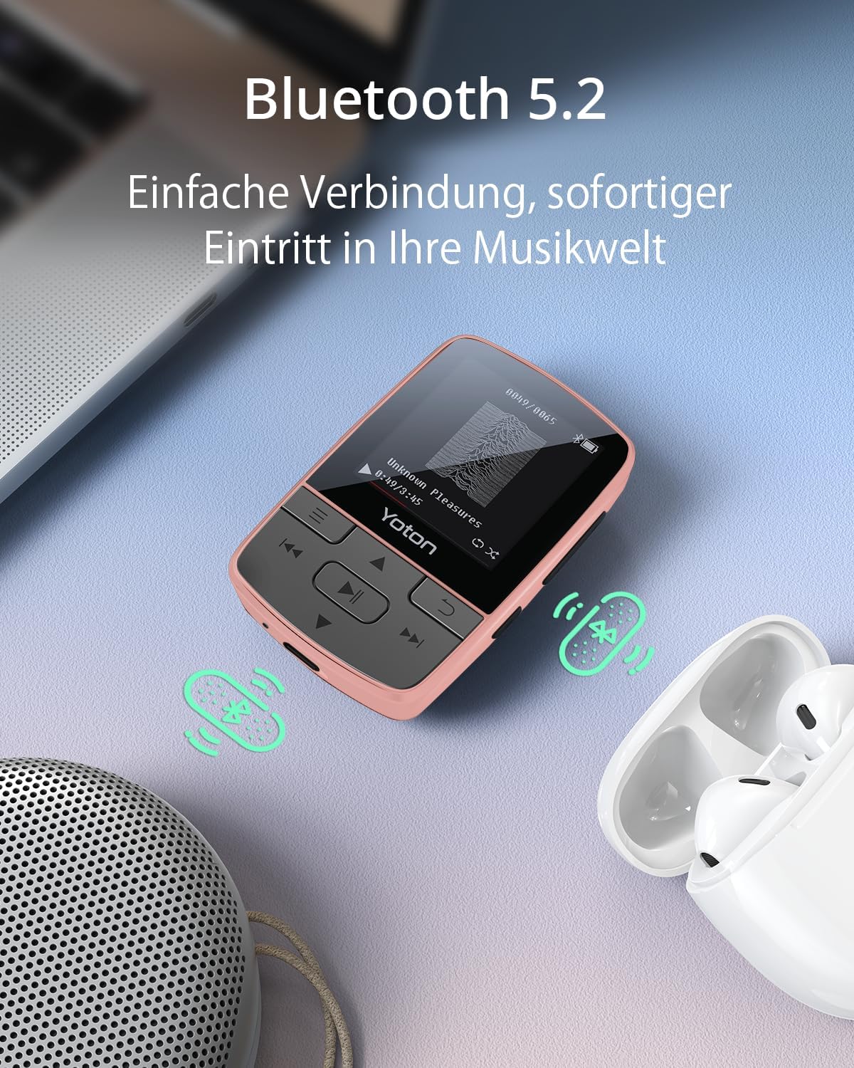 YM03F MP3-Player mit Sportclip und Schrittzähler, Rosa