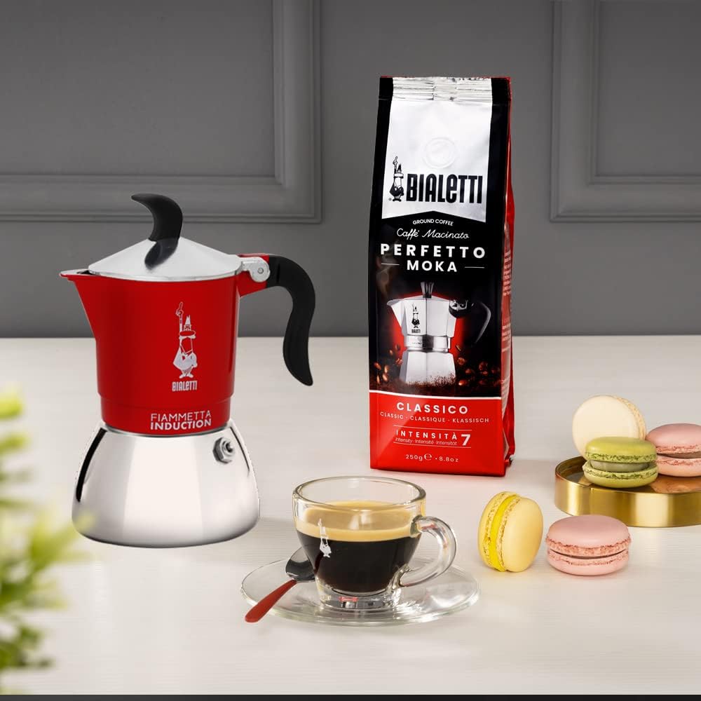 Induktions-Espressokocher für 2 Tassen, Rot 2 Tassen