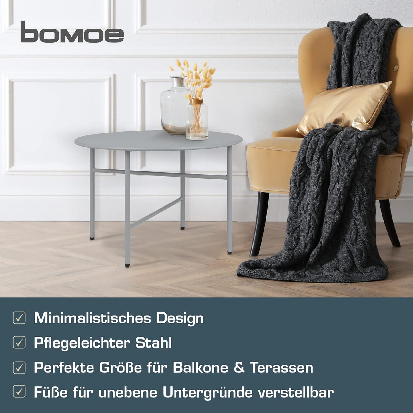 Beistelltisch Finn, Tischplatte: Ø 53cm - Höhe: 36cm Grau