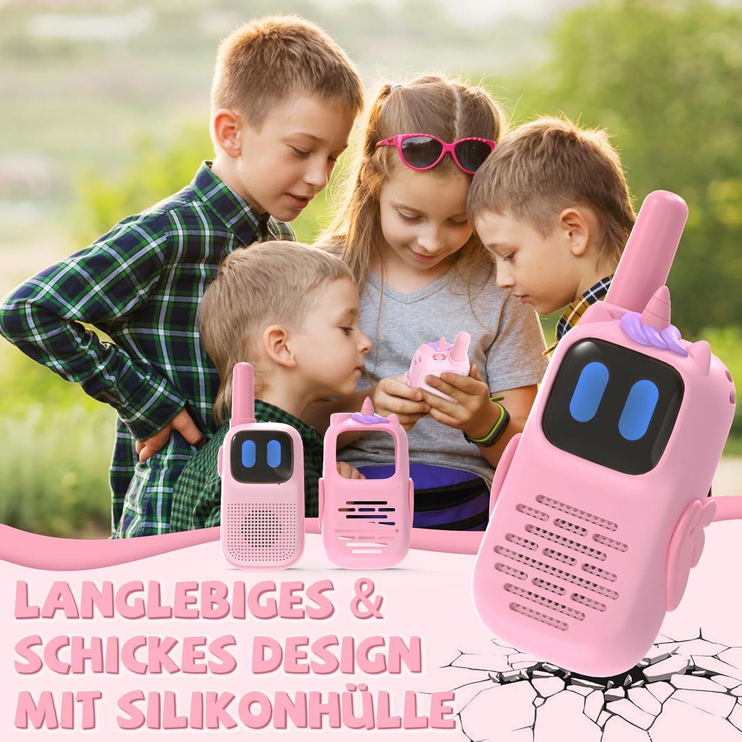 Walkie-Talkie Kinder-Funkgerät mit Einhornhülle, Rosa-UC