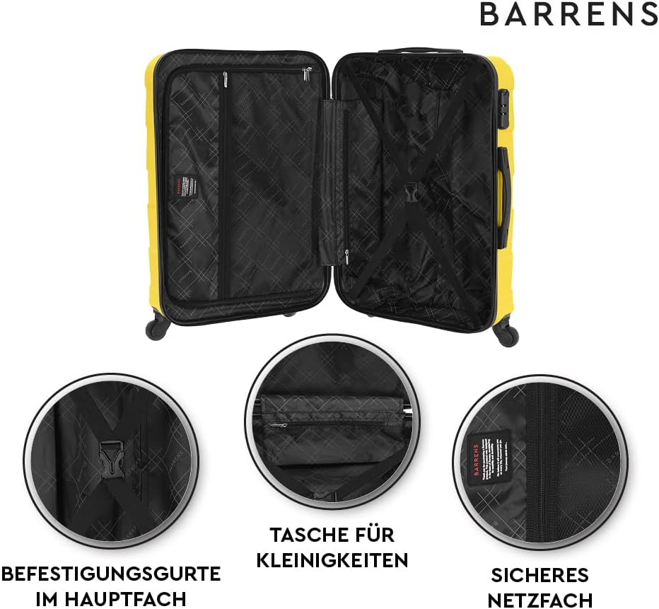 Reisekoffer mit Zahlenschloss, mittel - L / Gelb