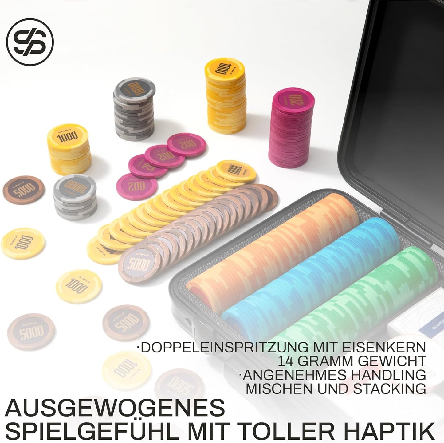 Pokerchips-Set für Texas Holdem, 500 Stück, ohne Werte, 500 Chips Ohne Werte