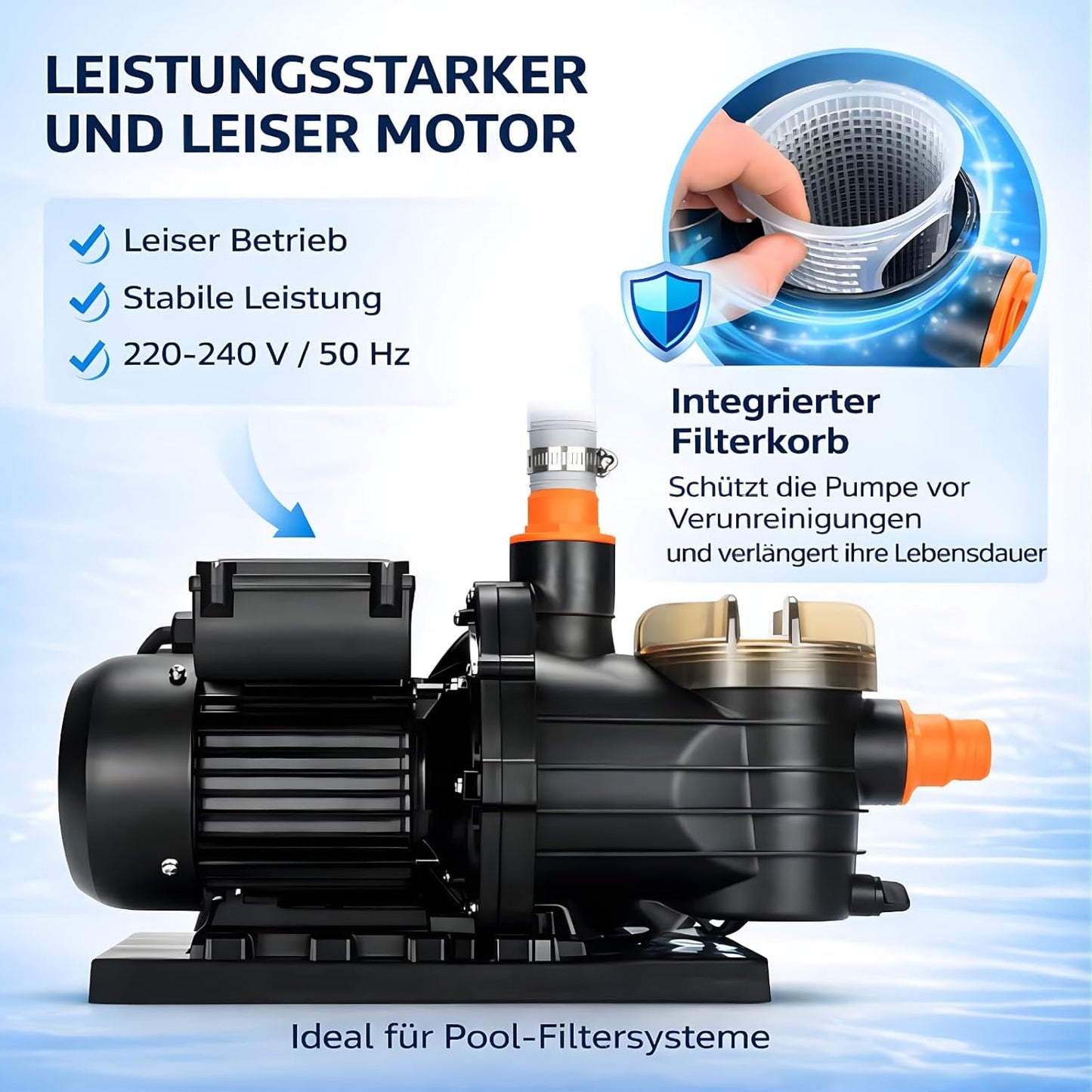 Sandfilteranlage Pumpe 10000 l/h mit Filterbällen, Pumpe 10 000 L/H