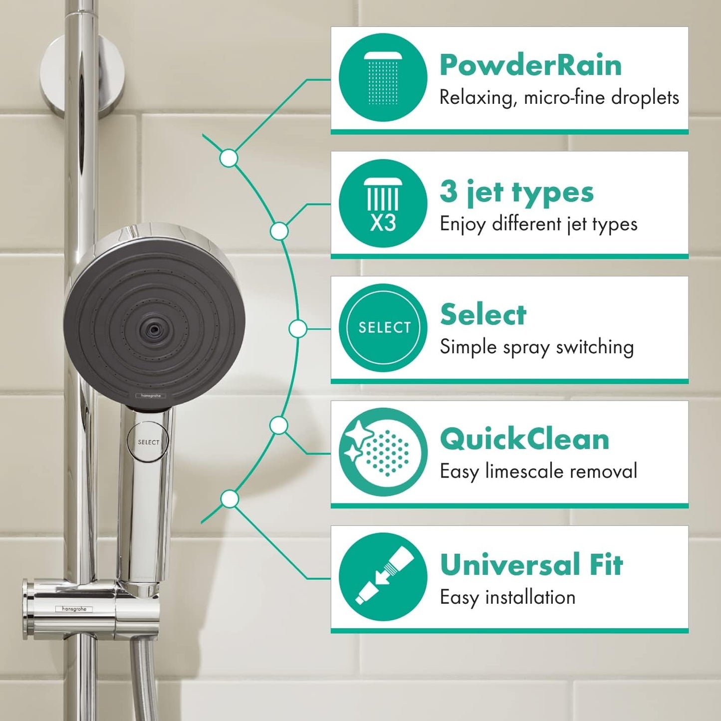 Pulsify Select S 105 Relaxation, Chrom 3 Spray Patterns mit PowderRain und Massagestrahl