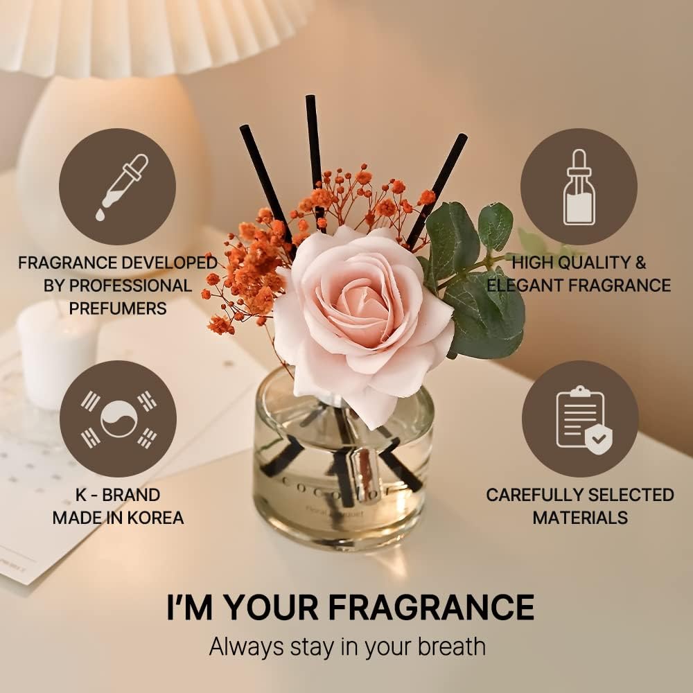 Rose Duftöl Diffusor mit Schleierkraut, Rosenparfüm Rose/1P/200ml