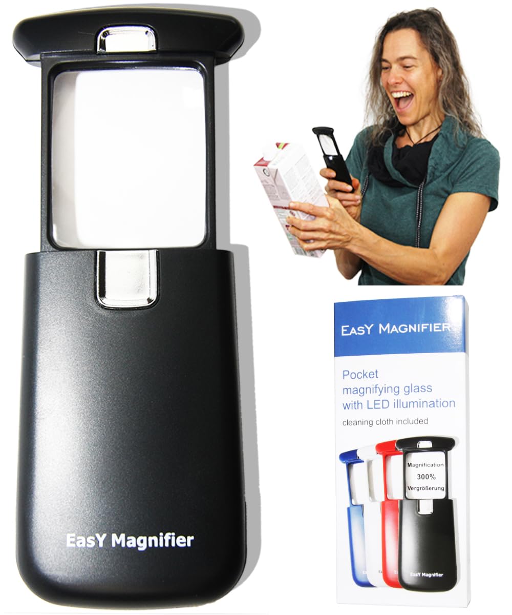 Taschenlupe mit LED-Licht, Jet Black