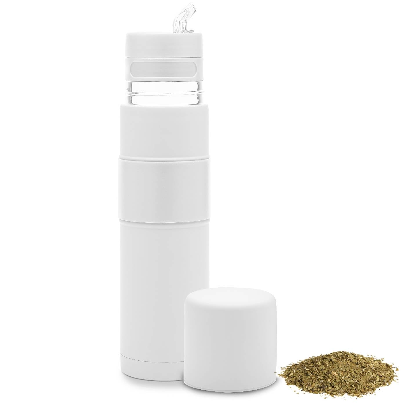 Thermobehälter mit Mate Cup und Bombilla, Weiss