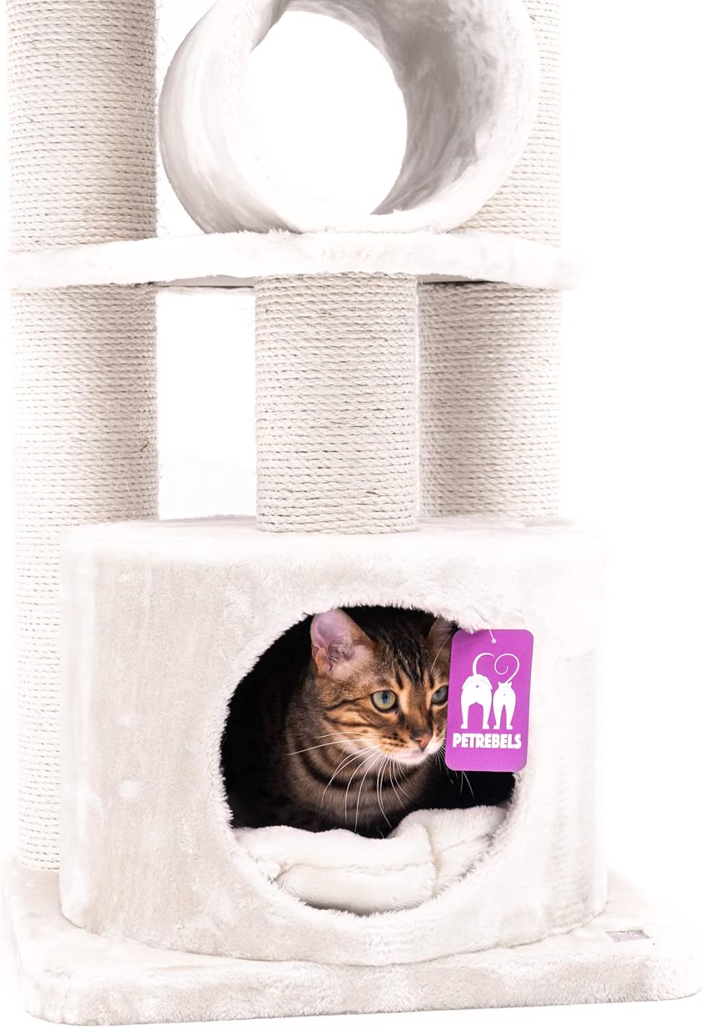 Kompakter Kratzbaum für Seniorenkatzen, Creme