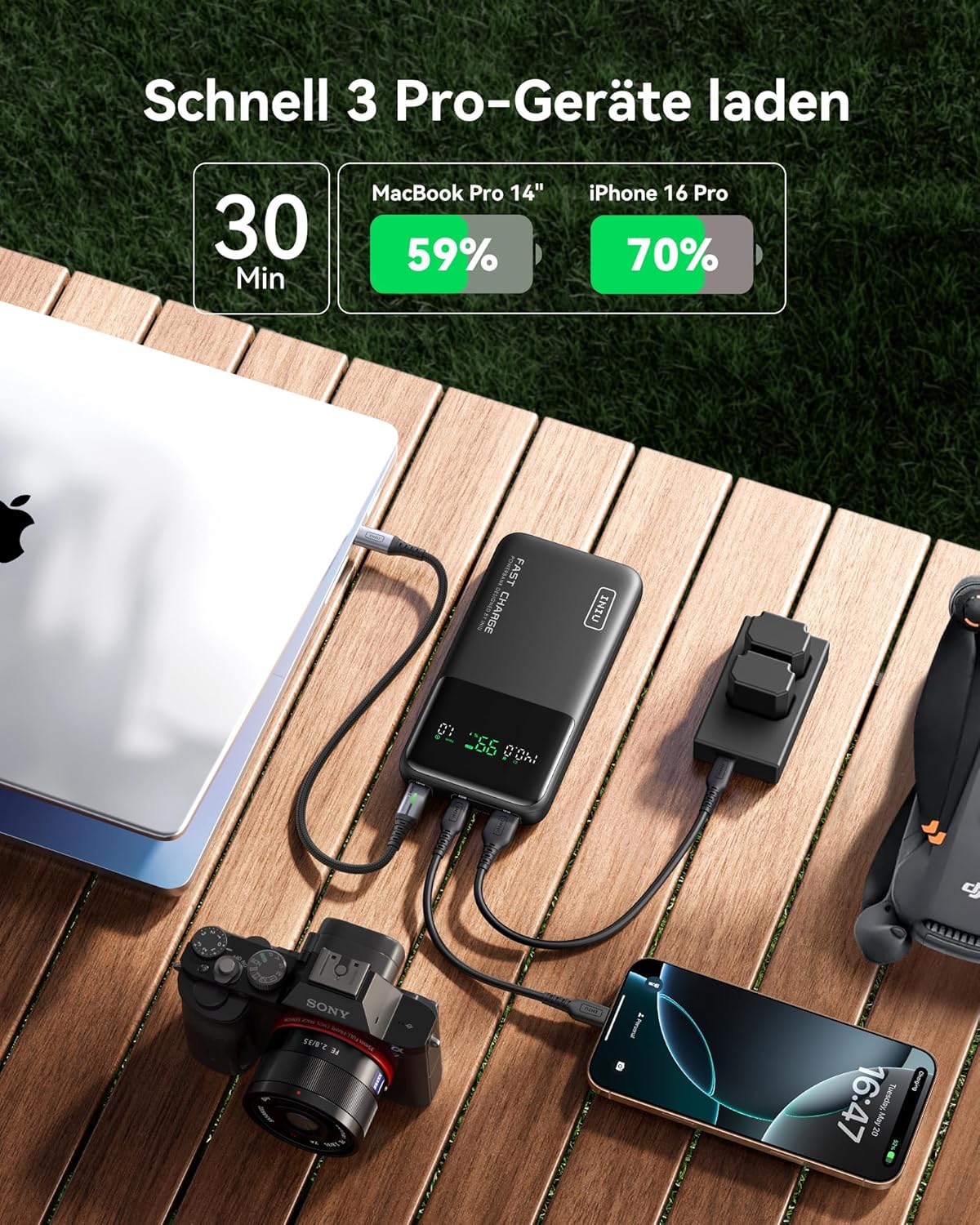 Laptop Powerbank, Klassische Grösse Schwarz
