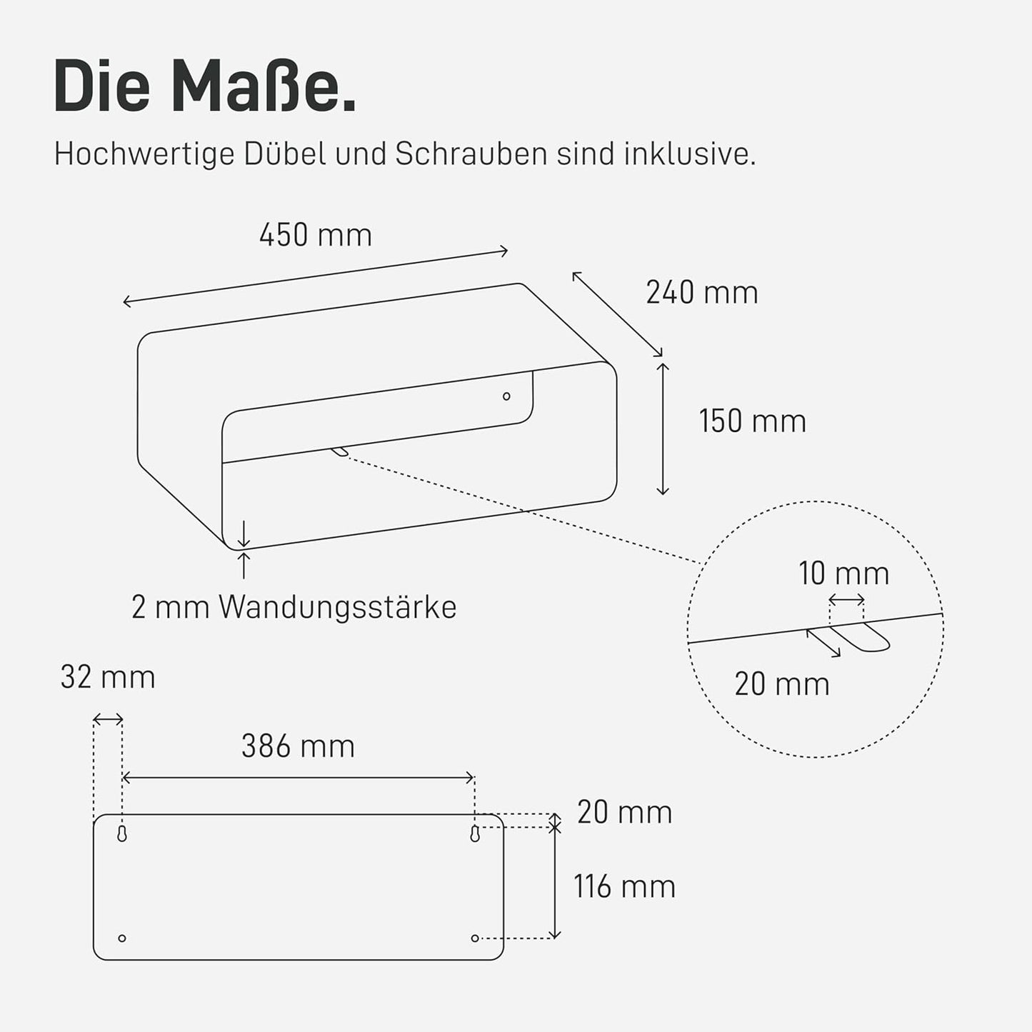 Schwebender Nachttisch, Schwarz
