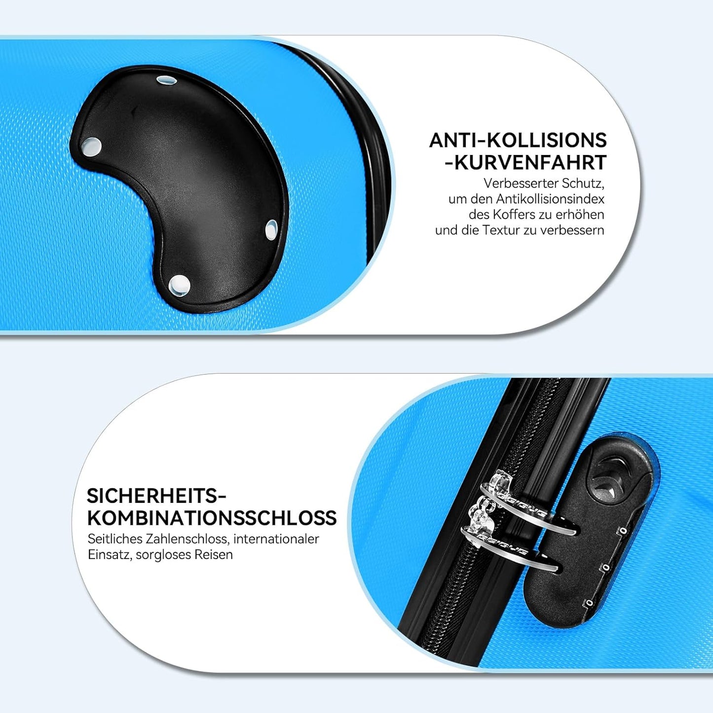 3-teiliges Hartschalenkoffer-Set, Cyan-blue Koffer-Set