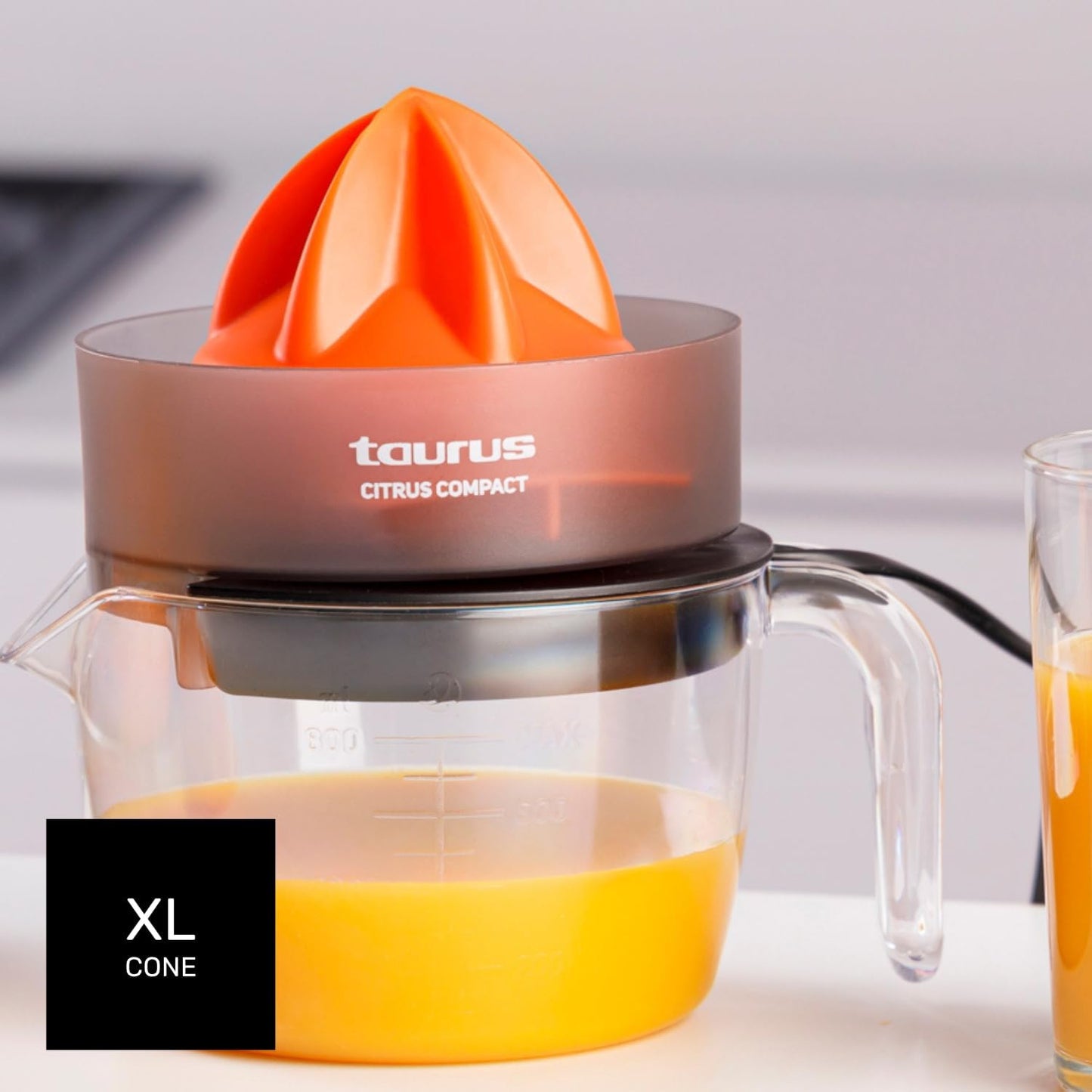Elektrische Zitruspresse mit doppelter Rotationsrichtung & grossem Kegel, 30W|Transparent