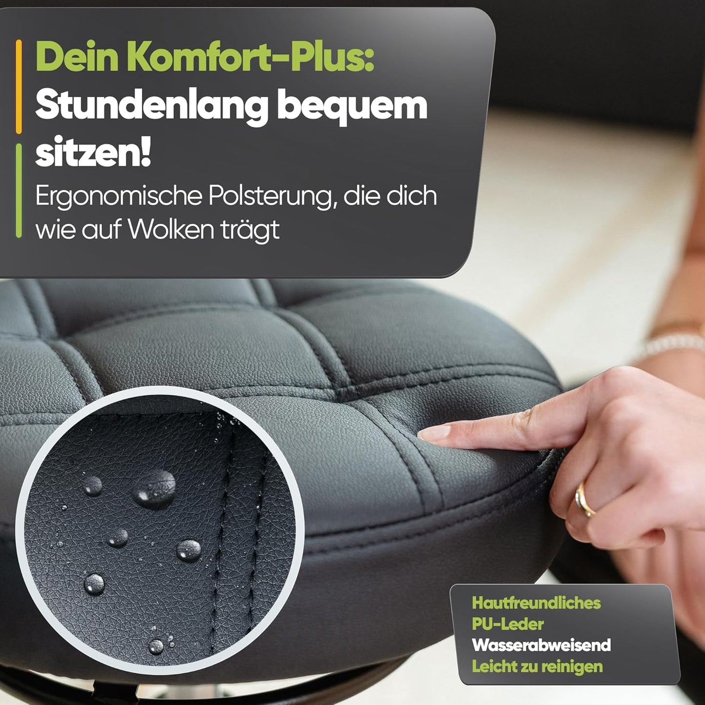 Ergonomischer Bürohocker Höhenverstellbar (48-68cm)