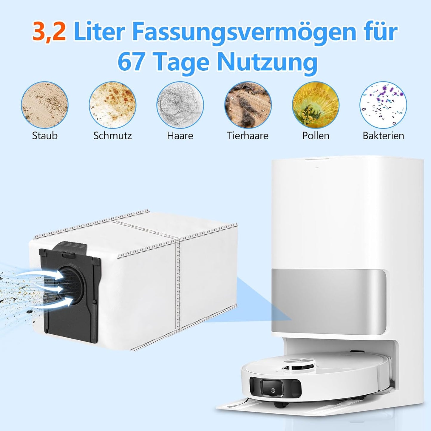 Kohlestaubbeutel für Dreame und Mova Staubsauger, 12 Stück, 12 Stück Kohlestaubbeutel