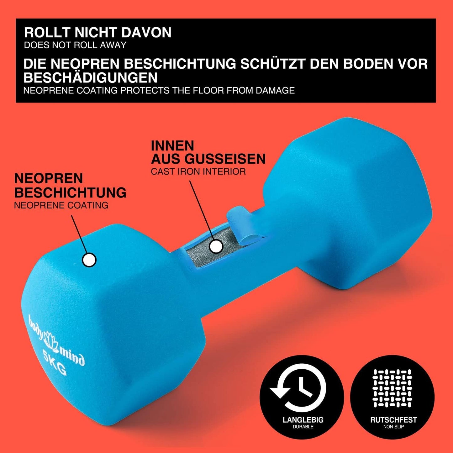 2er-Set Gymnastikhanteln, 3 kg - Taubengrau 2er Set