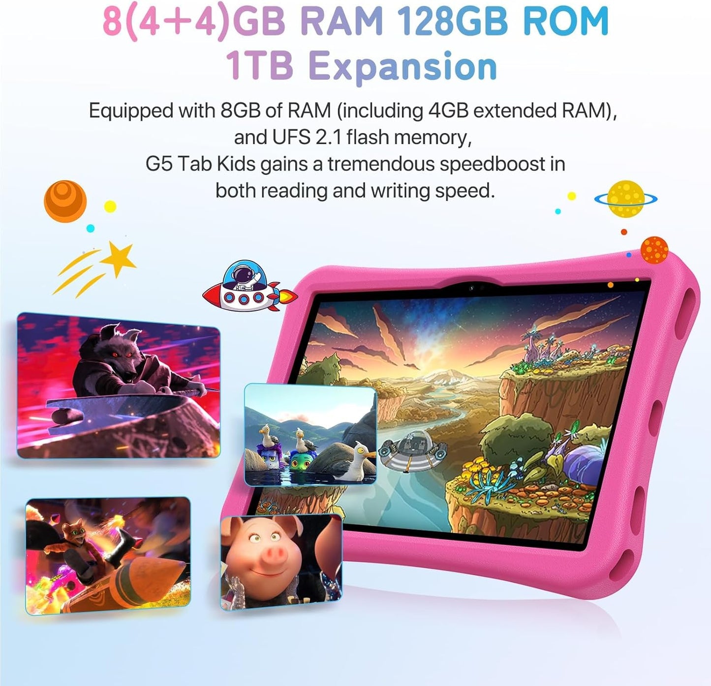Kinder-Tablet mit Elterlicher Kontrolle, Pink