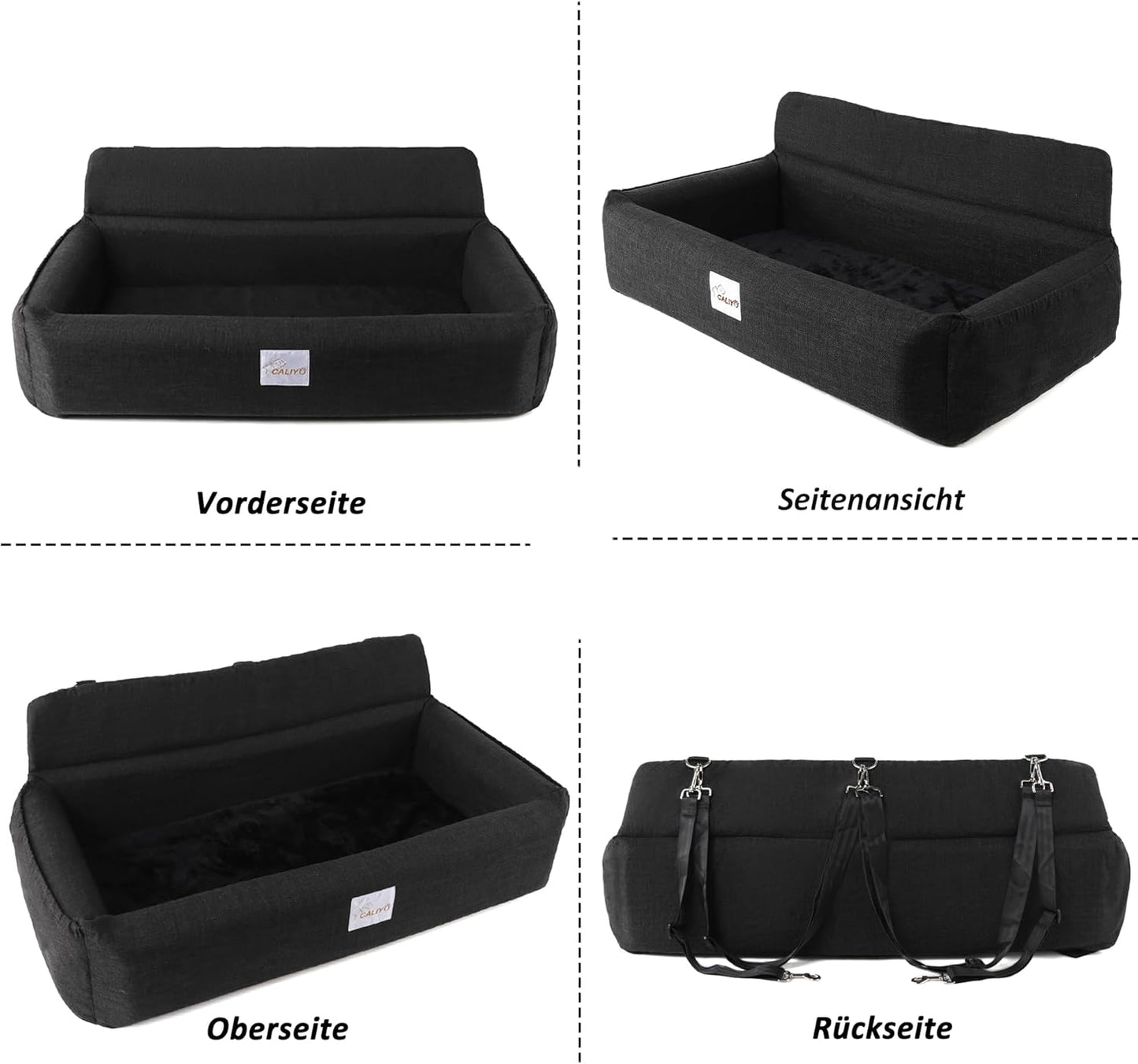 Hunde Autositz mit Sicherheitsgurt, Schwarz(XL)