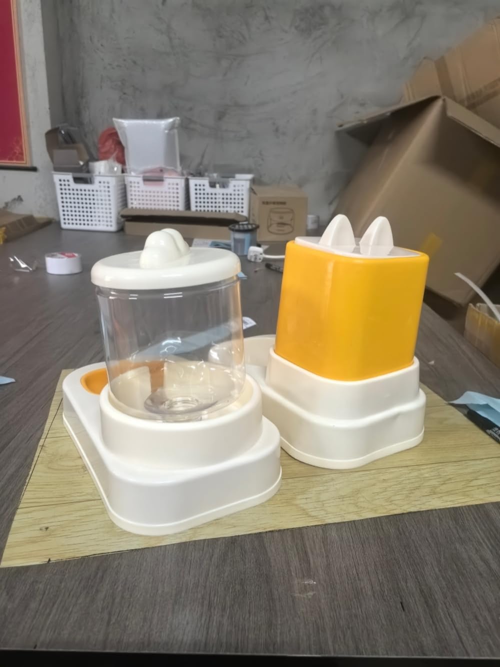 Futter- und Wasserspender-Set für Haustiere, Gelb