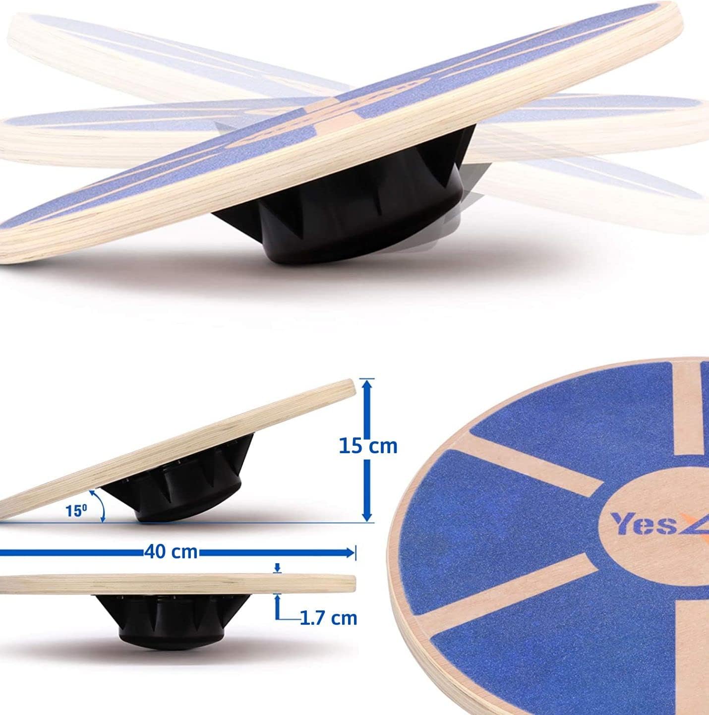 Gleichgewichtsboard aus Holz für Stabilitätsübungen, Blau