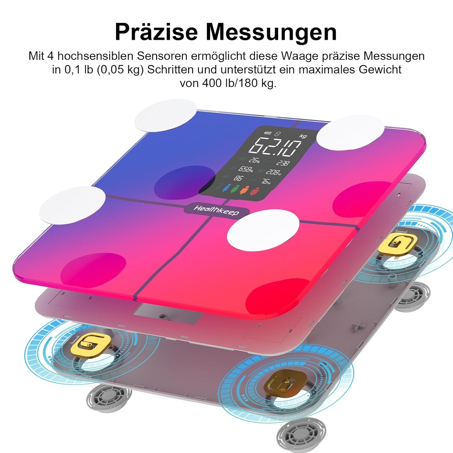 Personenwaage mit Körperfettanalyse, 280 Regenbogen