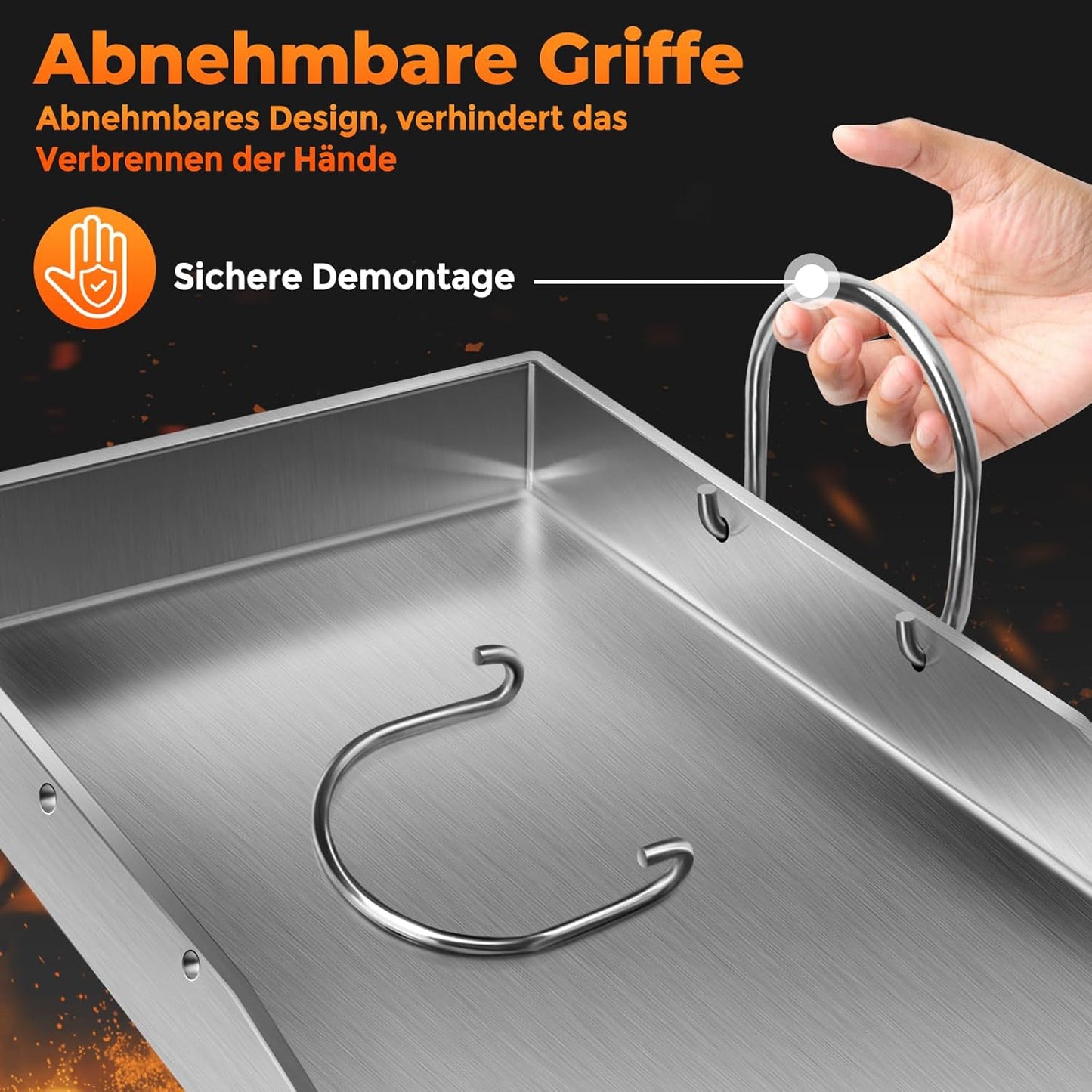 Grillplatte mit Grillspatel-Set, Vier Kanten