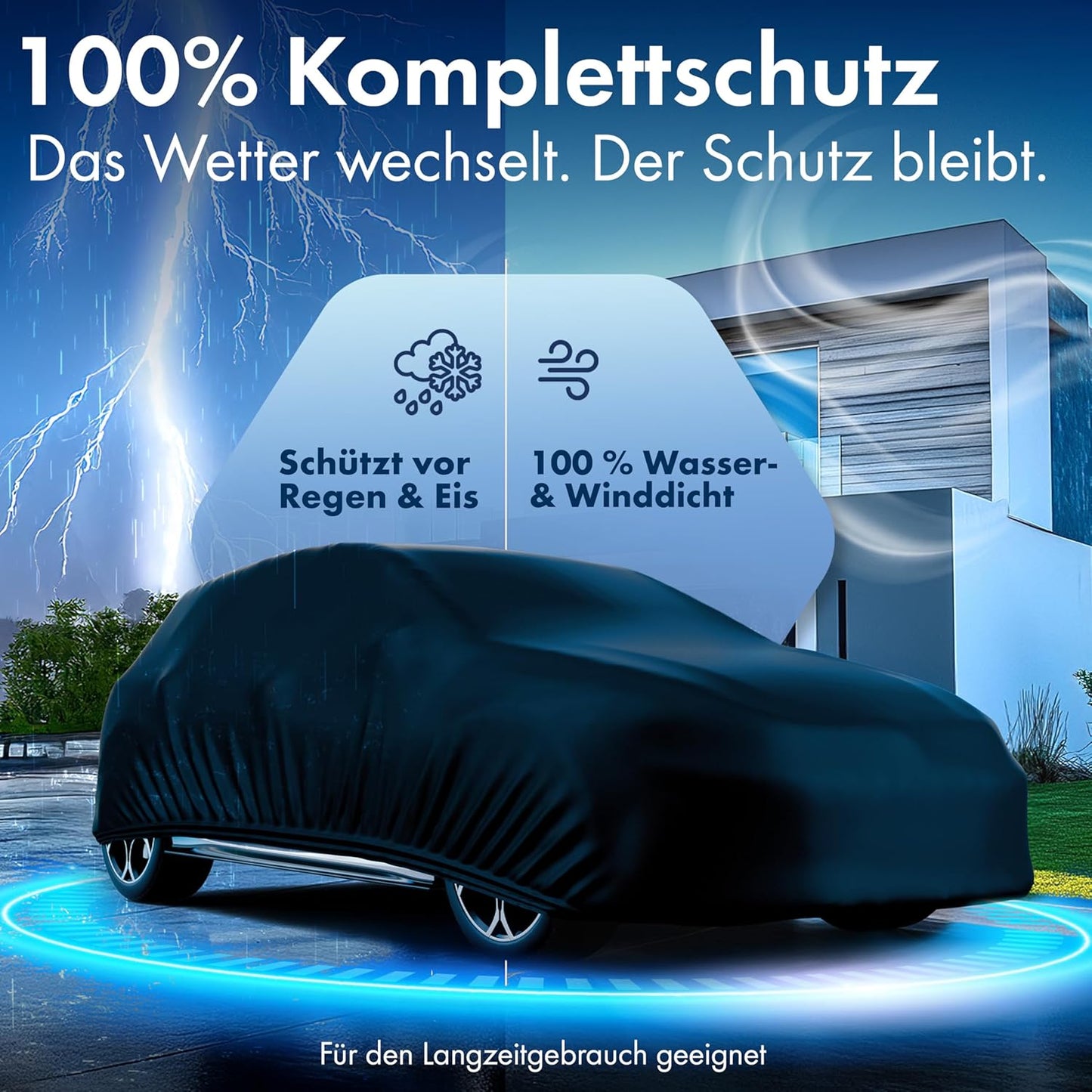 Autoabdeckung Vollgarage Allwetter Grösse 2, bis 482 cm, Grösse 2: PKW 430 - max. 482 cm Länge Schwarz