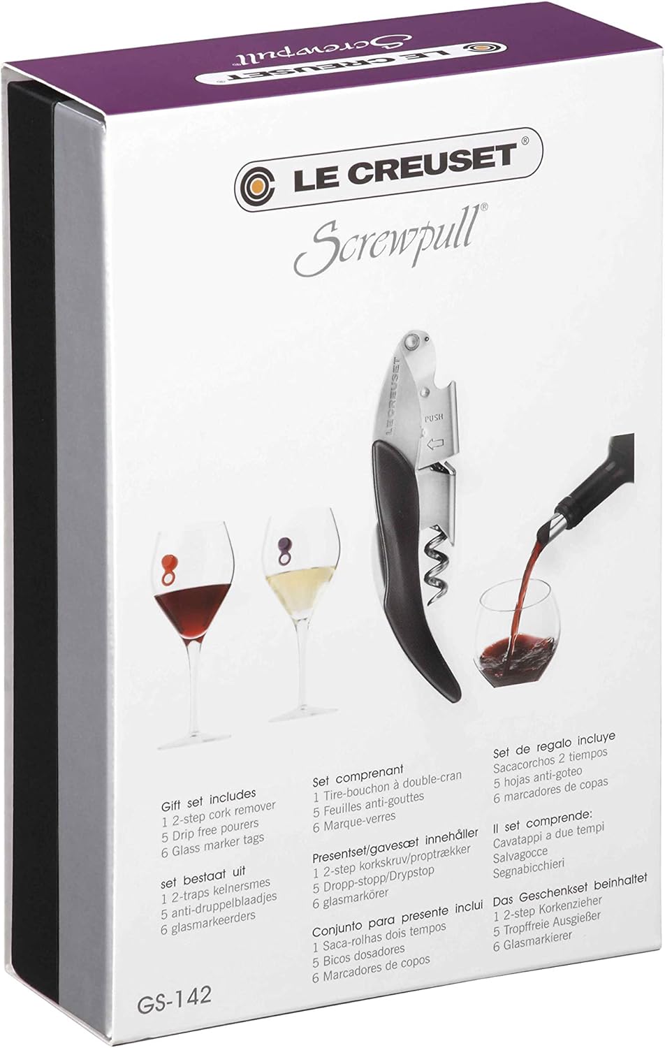 Geschenkset mit Kellnermesser und Weinzubehör, Grau