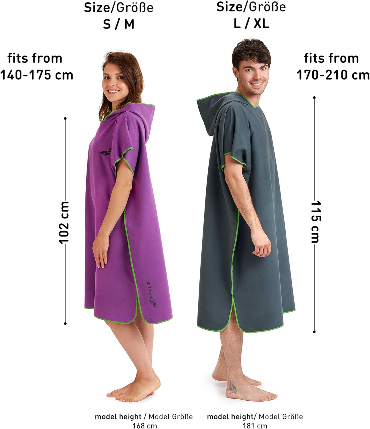 Badeponcho aus Mikrofaser für Erwachsene, 01-Medium 08 - Blau - Grün