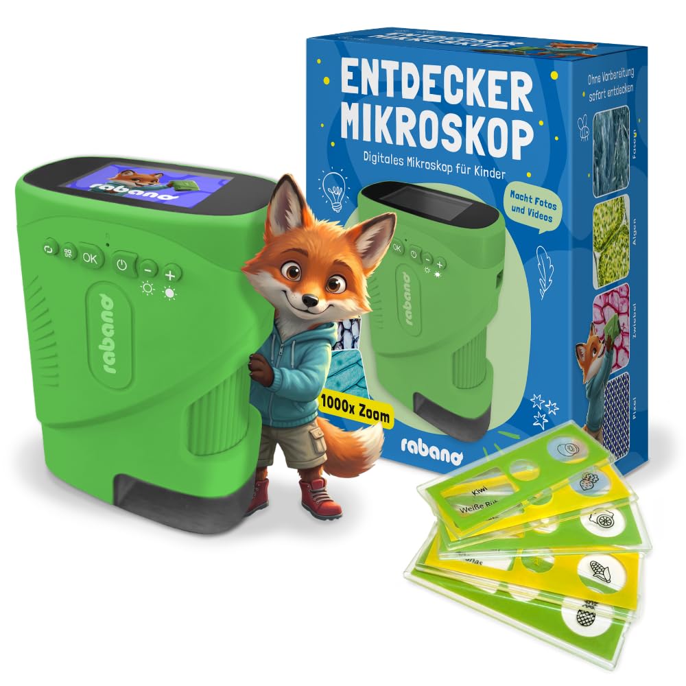 Tragbares Kinder-Digitalmikroskop mit HD-Bildschirm, grün