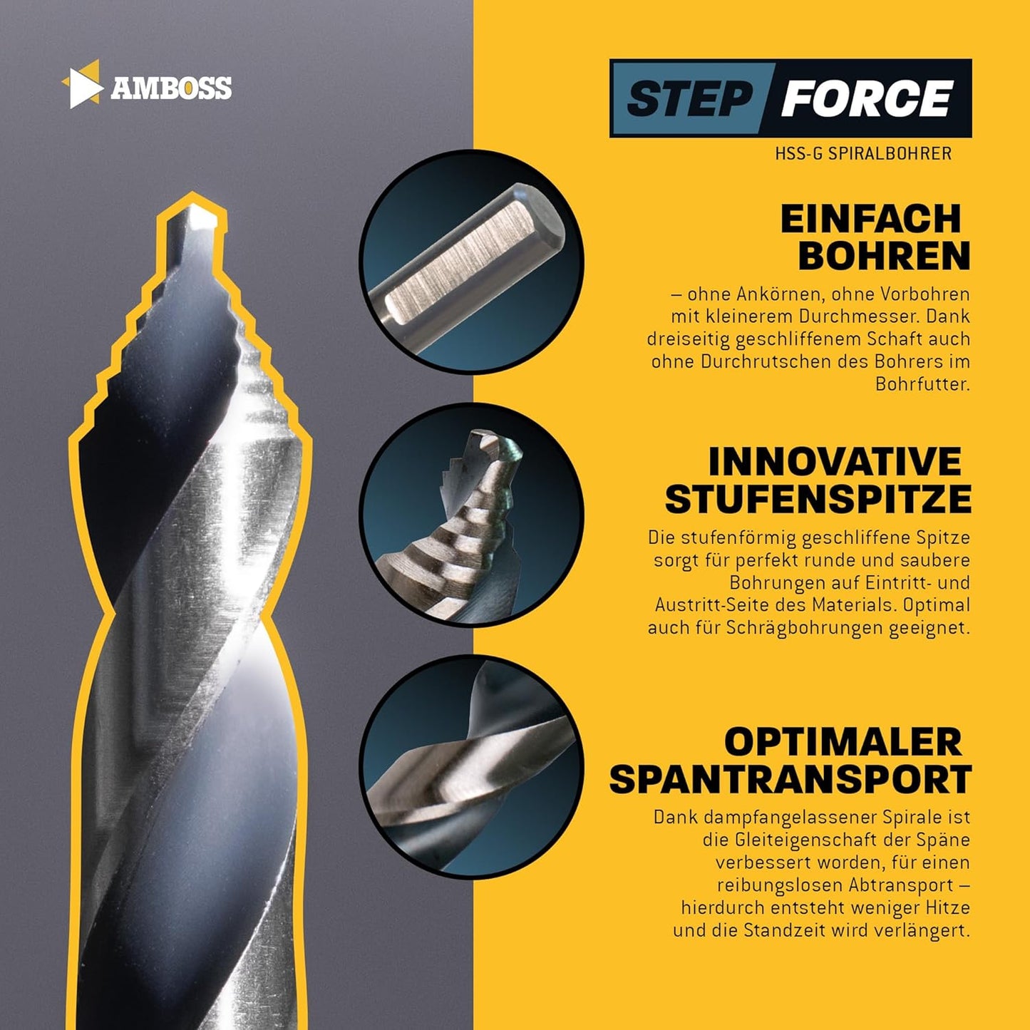 Spiralbohrer-Set HSS-G, Metall HSS-G 1x Set HSS-G 5tlg. (Ø4,5,6,8,10)