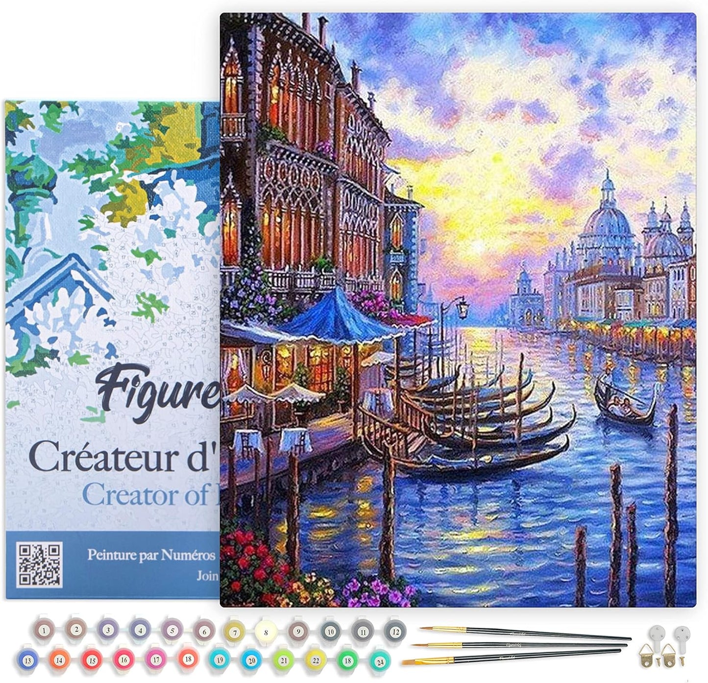 Malen nach Zahlen Set Venedig, Der Große Kanal in Venedig 40x50cm Mit Rahmen (bereits gespannt)