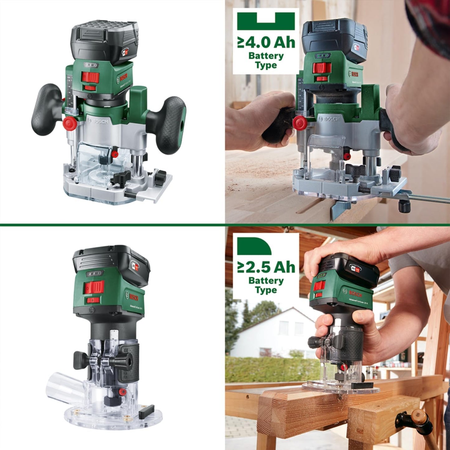 2in1 Akku-Kanten-/Oberfräse AdvancedTrimRouter 18V-8, Taucheinheit und Systembox