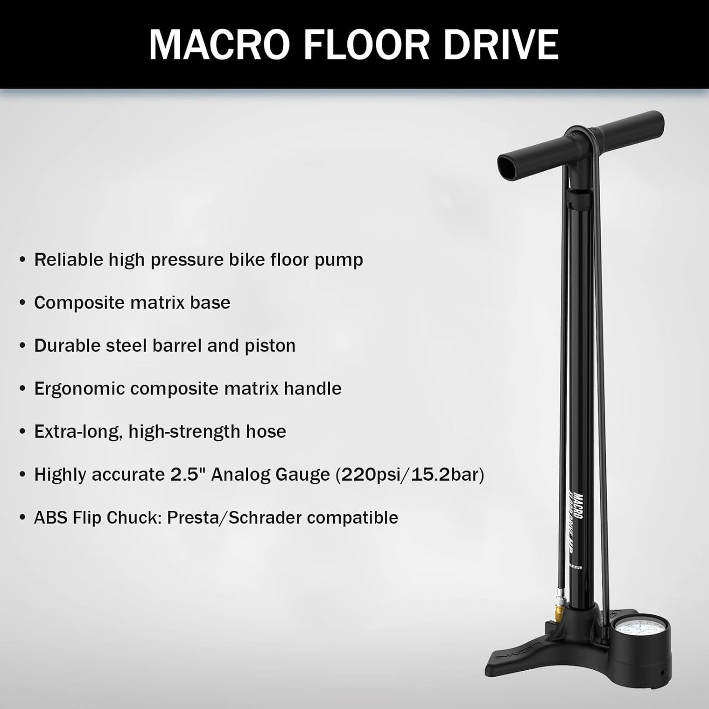 Macro Floor Drive Standpumpe, Flach, schwarz