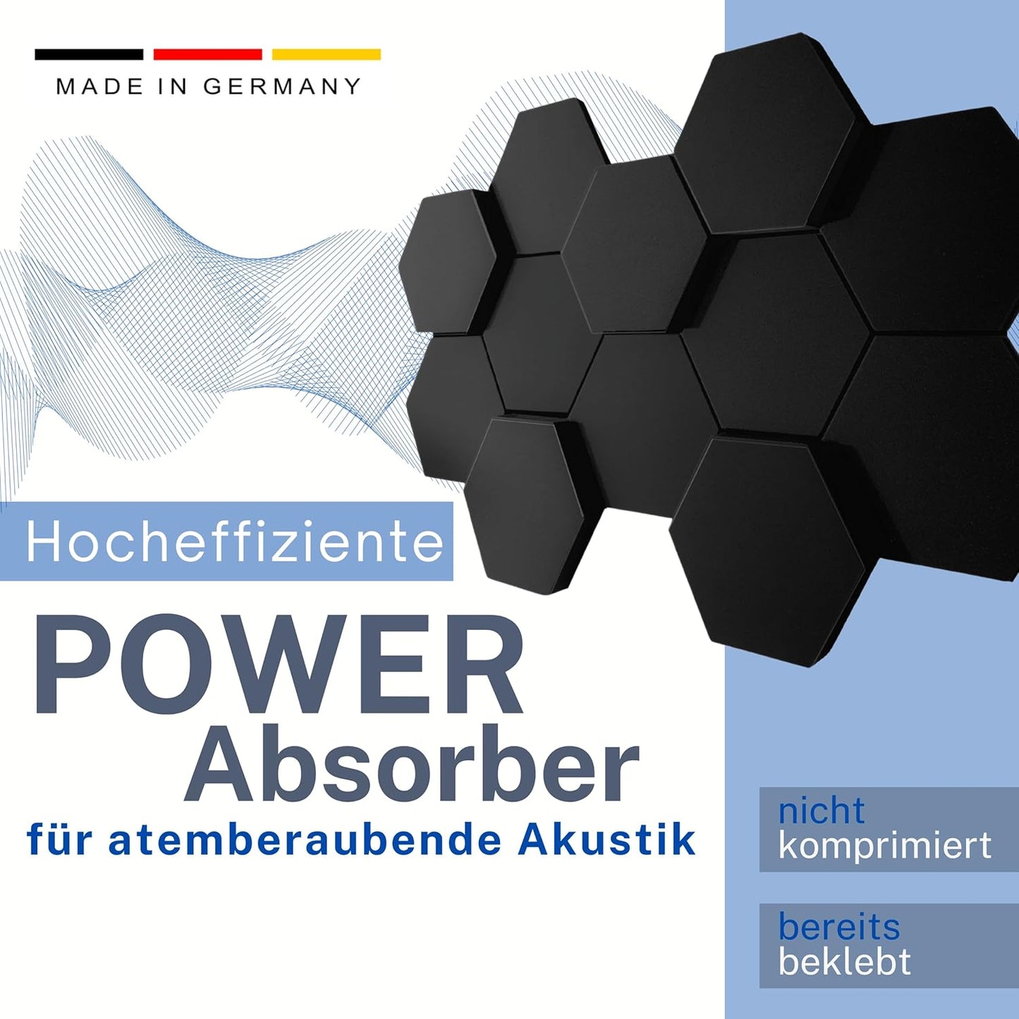 3D Akustikpaneele Schallabsorber (12 Stück), 12x Ø32cm (25mm/50mm)