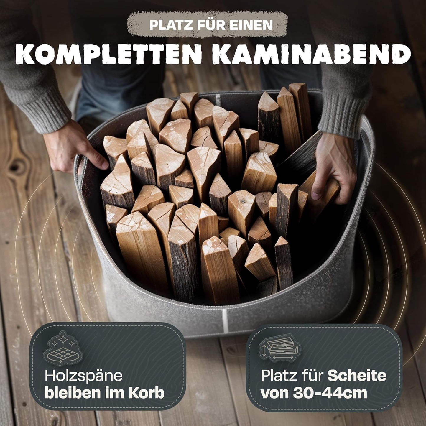 XXL Filzkorb für Kaminholz, Hellgrau