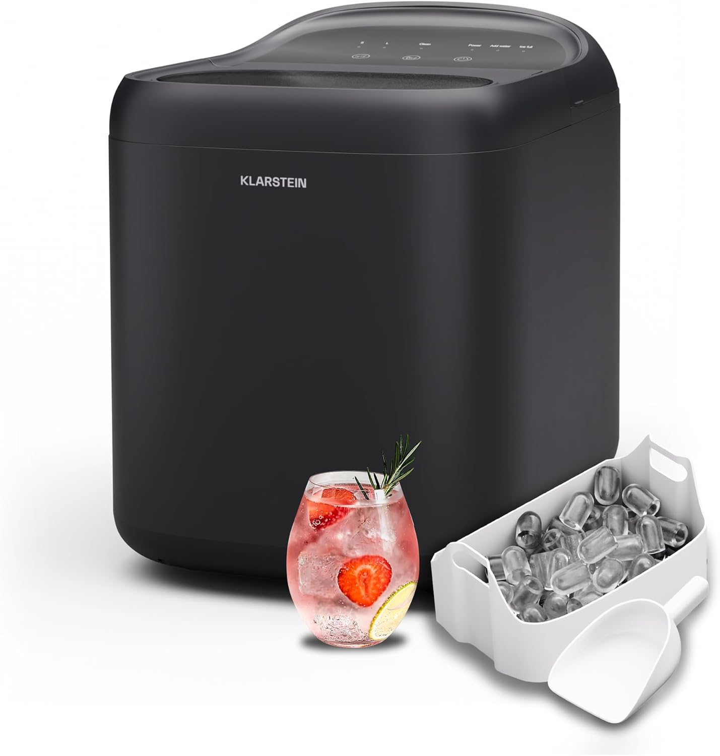SparkIce Eiswürfelmaschine mit Touchpad & Schnellproduktion, 15kg/24h, Schwarz