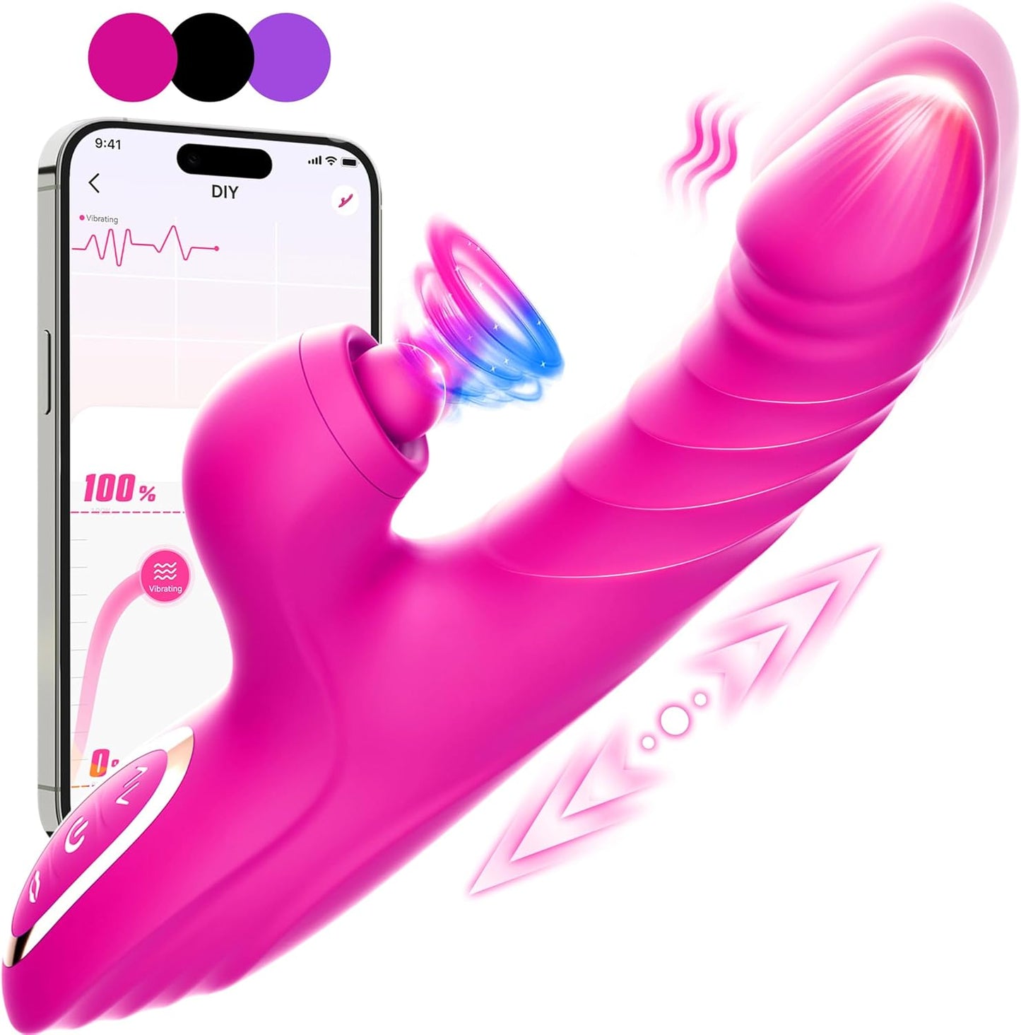 Rabbit Vibrator mit Stoss- und Saugfunktion, Rose