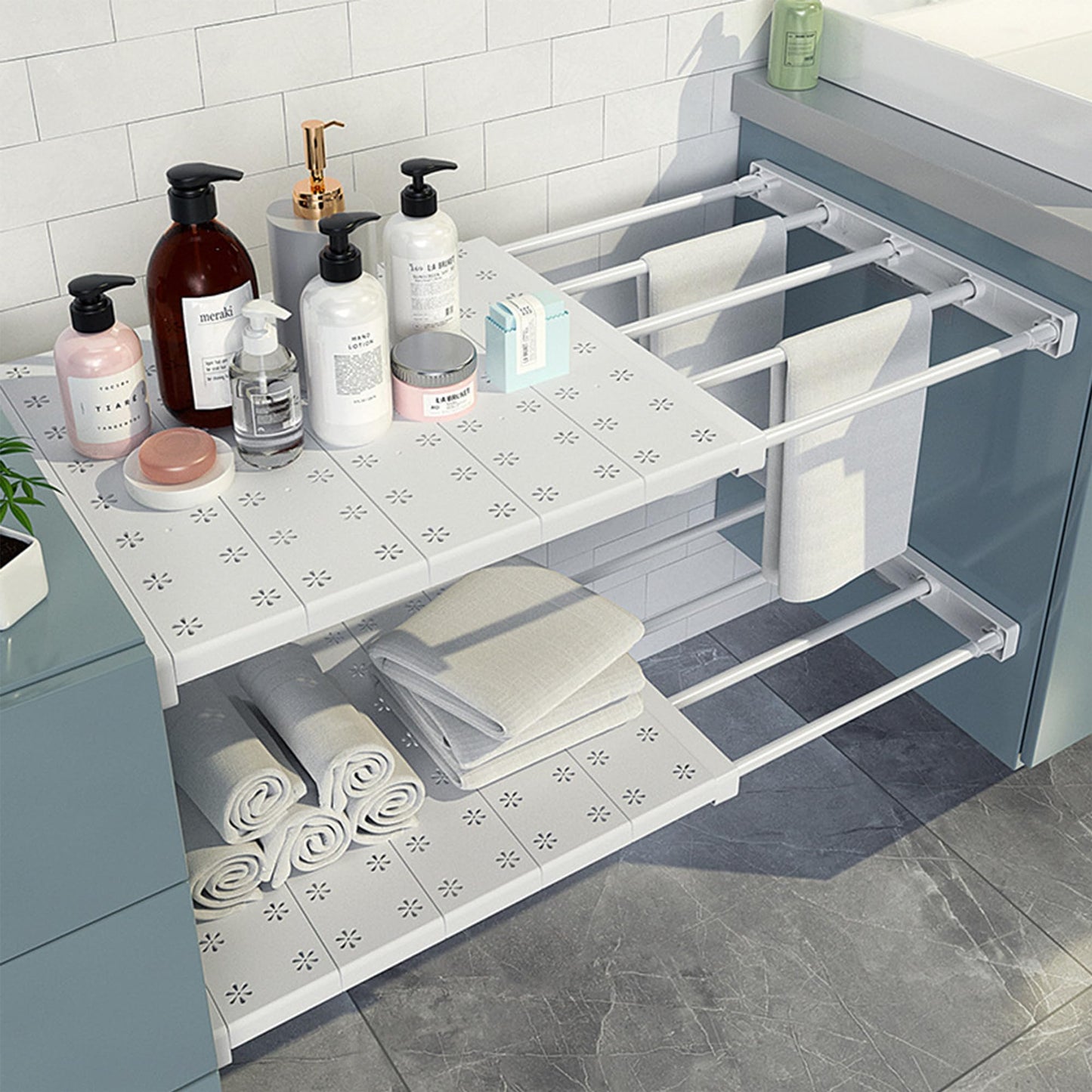 Verstellbares Schrankregal-Set (2 Stück, 38~60cm), White - 2pcs
